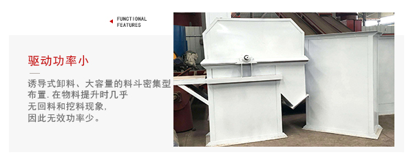TD型斗式提升機驅(qū)動力小，無回料等特點展示圖。